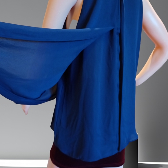 Alice Collection Women's Sleeveless Layered Scoop Neck Tank Blouse Navy Blue - Picture 6 of 16